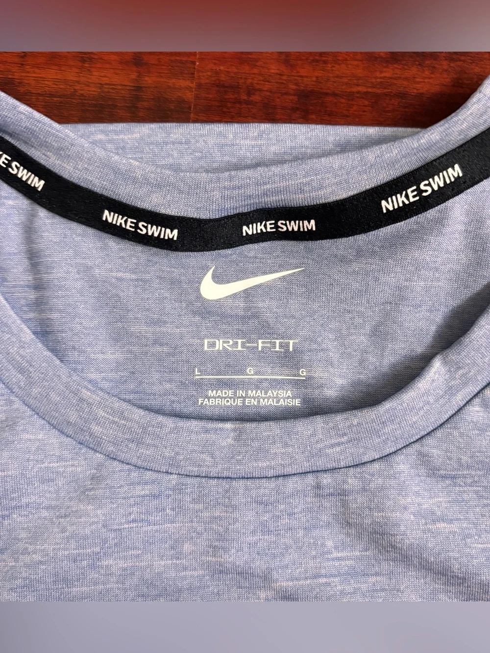 Nike Mens Short Sleeve swim Tee Trio - Red, Blue, Light Gray blue